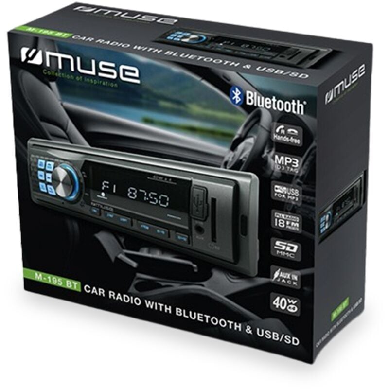 Autoradio Muse M-195 BT 160 Watts - FM stéréo - Port USB - Micro SD / Prise  auxiliaire / Bluetooth 4 x 40 watts