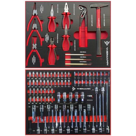 Servante d'atelier Widmann Tools Max edition 9/7 Layers RED, complète sur roulettes 7 tiroirs et 1 placard - 260 outils