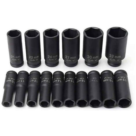 Coffret douilles à choc Longues 1/2 10 - 24 mm 10 pièces