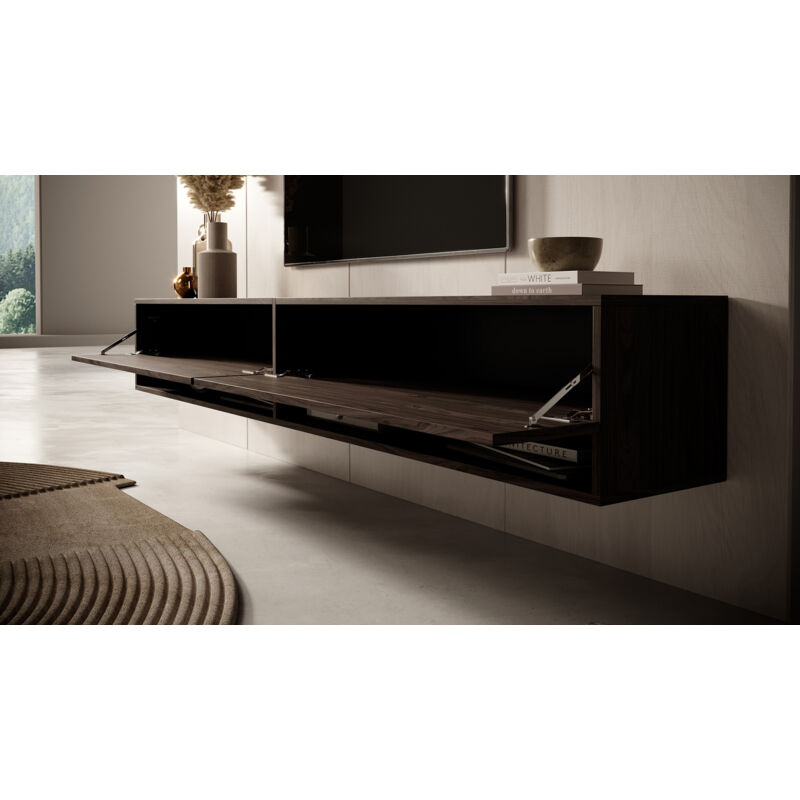 Selsey MIRRGO - Mobile TV - 200 cm - colore: marmo nero + striscia dorata