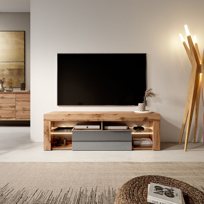 Selsey BIANKO - Mobile TV Moderno / Tavolino TV / Porta TV Elegante con  Ripiani in Vetro 140 cm (