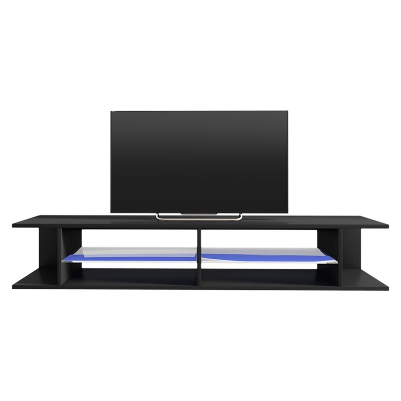 Selsey BROS - Mobile TV / Tavolino TV Per Salotto / Porta TV con Scomparti  / Luci LED (Nero Opaco / Nero Lucido)