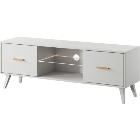 Selsey MIRRGO - Mobile TV - 200 cm - pannelo laminato - colore: marmo  bianco + striscia dorata