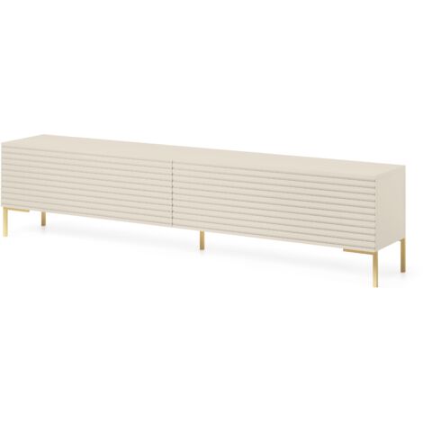 Selsey Lammelo - Mobile TV in piedi, grigio-beige con gambe dorate, 175 cm