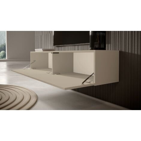 Selsey Veldio - Mobile TV con frontali a doghe grigio-beige, 140 cm