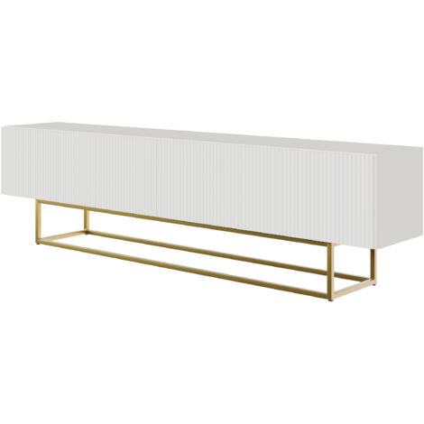 Selsey VELDIO - Mobile TV - 175 cm - bianco su gambe dorate