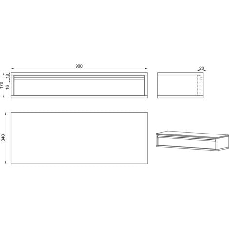 Selsey EVO - Consolle - 90 cm - con cassetto - sospesa - grigio beige