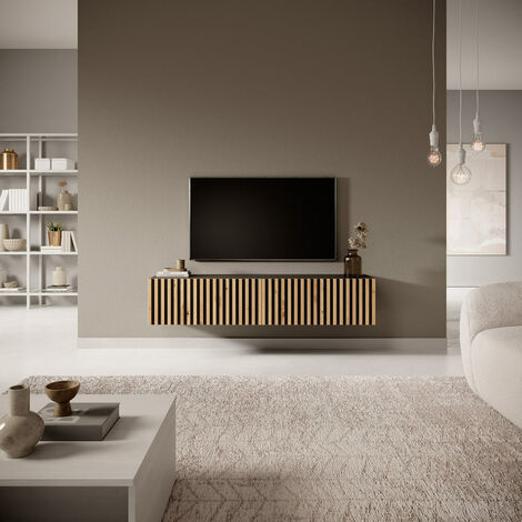 Selsey TELIRE- Mobile TV - 140 cm - colore corpo: nero, colore frontale: rovere artisan + nero
