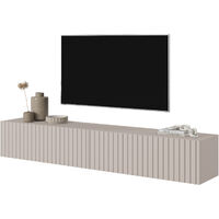 Selsey Telire - Mobile TV - 175 cm - sospeso - con frontali a doghe - taupe (grigio-beige)