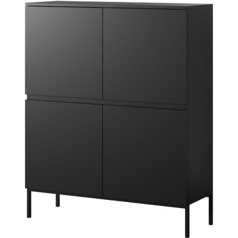 Selsey Bemmi - Highboard Hochkommode 4-türig, Schwarz, 100 cm (1/5)