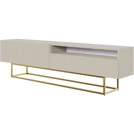 Selsey VELDIO - TV-Schrank mit offenem Fach, Graubeige Taupe mit  goldenem Metallgestell, 175 cm