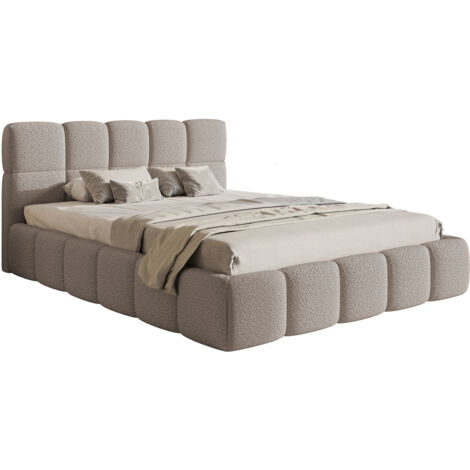 Selsey CLOUDY - Bett mit Polsterrahmen, Boucle-Bezug in Hellgrau, 180 cm (1/5)