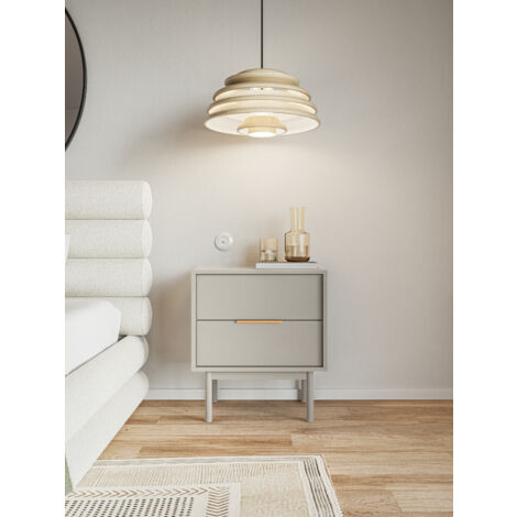 Selsey Viviaro - Nachttisch mit 2 Schubladen, Graubeige Taupe, 54 cm