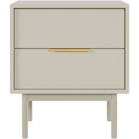 Selsey Viviaro - Nachttisch mit 2 Schubladen, Graubeige Taupe, 54 cm