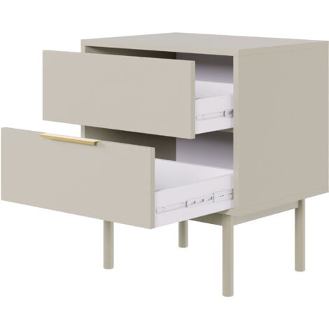 Selsey Viviaro - Nachttisch mit 2 Schubladen, Graubeige Taupe, 54 cm