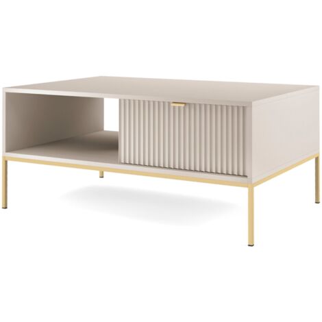 Selsey VELLORE - Couchtisch rechteckig mit Schublade - 104x68 cm - Greige (1/4)