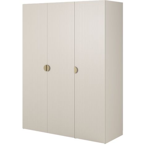 Selsey Moonir - Kleiderschrank 3-türig mit Kleiderstange und Schubladen, 150 cm, greige