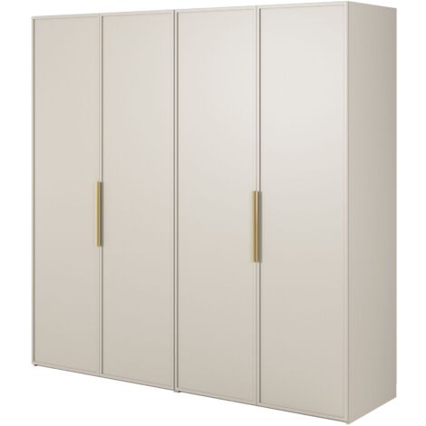 Selsey Frame - Kleiderschrank 4-türig mit Kleiderstange und Regalen, 200 cm, greige
