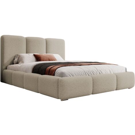 Selsey Bauro - Polsterbett 140x200 cm, mit Stauraum und Bouclé-Bezug, hellbeige (1/3)