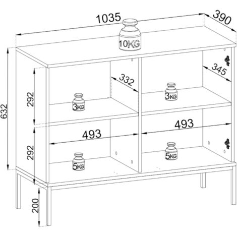 Selsey Tosena - Sideboard zweitürig mit LED, Greige, 104 cm