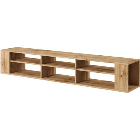 Selsey WERI - TV-Board / TV - Hängeboard mit 6 offenen Fächern, minimalistisch, 175 cm breit (Wotan Eiche)
