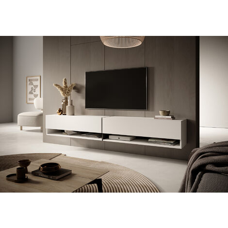 Selsey Mirrgo - TV-Lowboard stehend Weiß, Graphite Einsätze , 200 cm