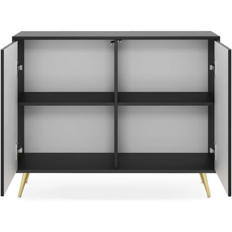 Selsey Bello - Sideboard mit Lamellenfronten - 104 cm - Schwarz mit ...