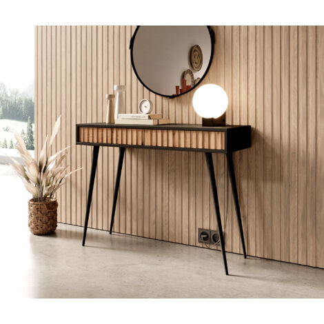 Selsey Frisierkommode Bello 104 cm schwarz / Wotan-Eiche