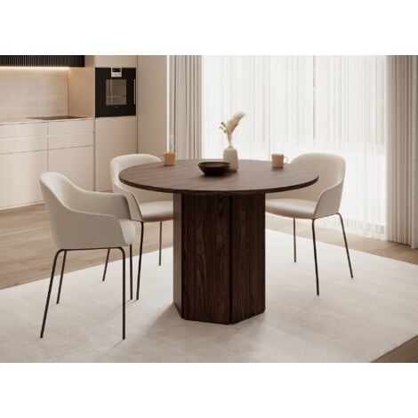 Esstisch HEXA - rund 110 cm - Wisconsin Nussbaum