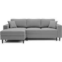 Selsey - Nalika L-förmiges Eckschlafsofa mit einem Behälter aus grauem hydrophobem Velours auf der linken Seite