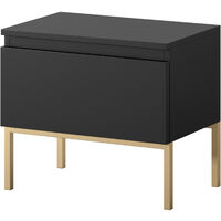 Selsey BEMMI - Nachttisch, Schwarz mit goldenen Metallbeinen, 49 cm