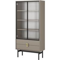 Selsey Stoon - Vitrine mit vier Fächern und Schubladen, 84 cm, Beige