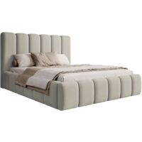 Selsey Biscottino - Polsterbett 160x200 mit Bettkasten, Lattenrost, Samtbezug, greige