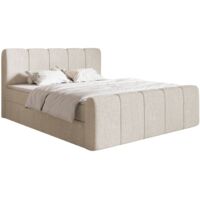 Selsey Cloudy II - Boxspringbett 200x200 cm, mit Bettkästen und Topper, Chenille Hellbeige