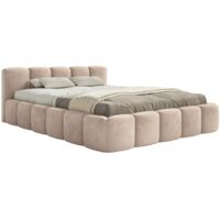 Selsey Cloudy Low - Polsterbett 160x200 cm, mit Bettkasten, wasserabweisender Samt, Beige