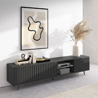 Selsey Bello - TV-Lowboard stehend Schwarz, mit schwarzen Beinen, LED 175 cm breit