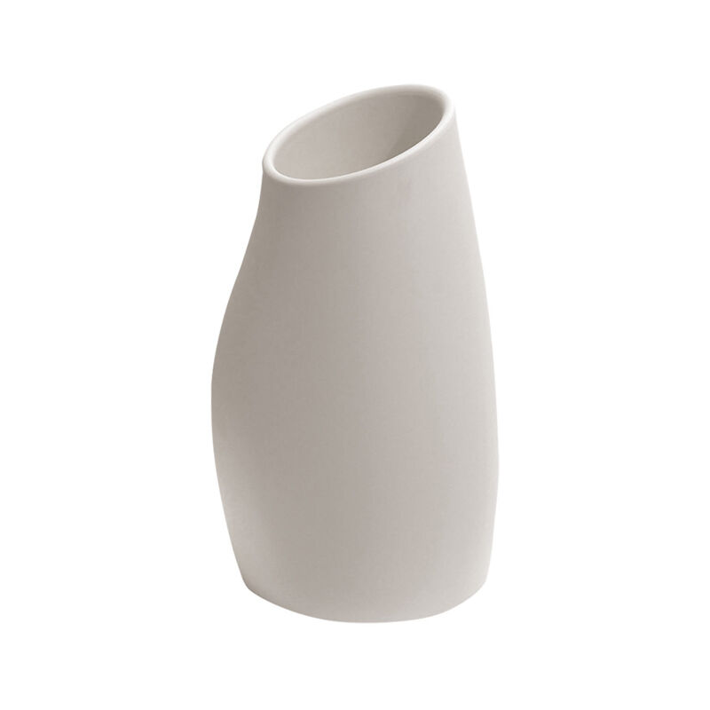 Vaso Alto Moderno in Ceramica Bianca con Decoro Made in Italy