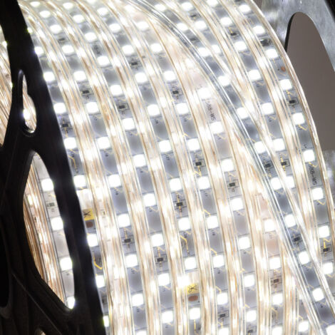 Streifen mit 60 LEDs/M 500 W 42.000 Lm 2700ºK SMD5050 220 VAC IP65 x50 M 40.000 H  [HO-220-60-50M-WW]
