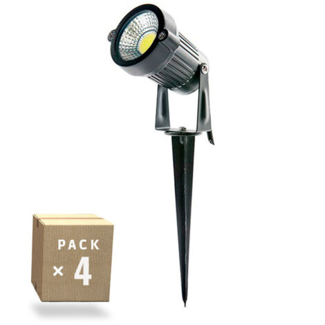 Pack 4 Led Scheinwerfer Cob Mit Pfahl Gartens 5w 450lm 30 000h Warmes Weiss Sl Sl C10 5w Cw Pk4 Ap