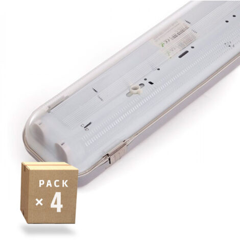 Paket 4 LampenschirmS ESTANCA PARA DOS Rohre LED s 1200mm ABS/PC ClipS  Rostfreier Stahl (CX