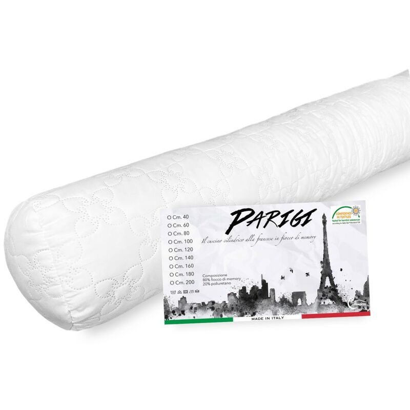 Federa Cuscino Cilindrica Parigi - Cotone 100%, Made In Italy