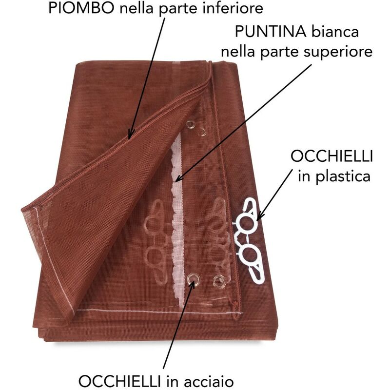 Tenda a rete zanzariera marquisette bianca unito di qualità extra Misura  Cm. 150 x 250