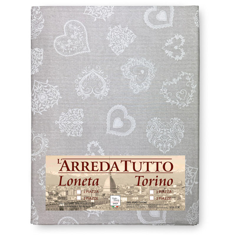 Telo Arredo Copridivano Multiuso In Cotone Granfoulard – Shabby Cuore Rosso Pois Bianco – 270x280 Cm – Made In Italy EURONOVITA’