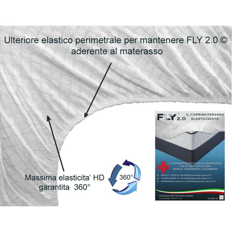 Coprimaterasso 120x200 h 20 in fasciato di cotone con zip - A & P