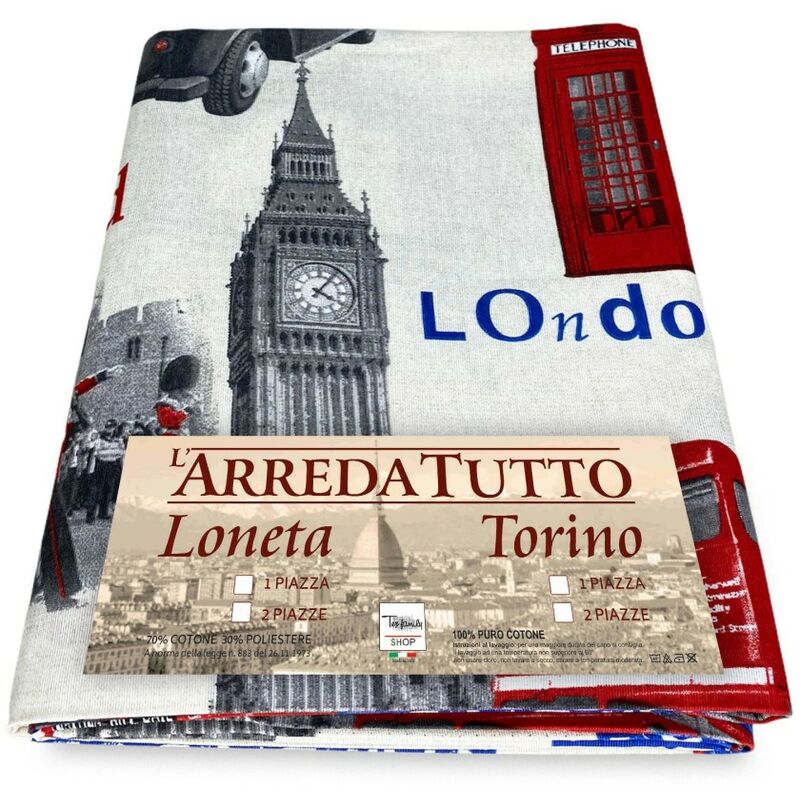 TELO ARREDO copritutto GRAN FOULARD COPRILETTO copridivano TESSUTO LONETA  LONDRA new 20 1 PIAZZA