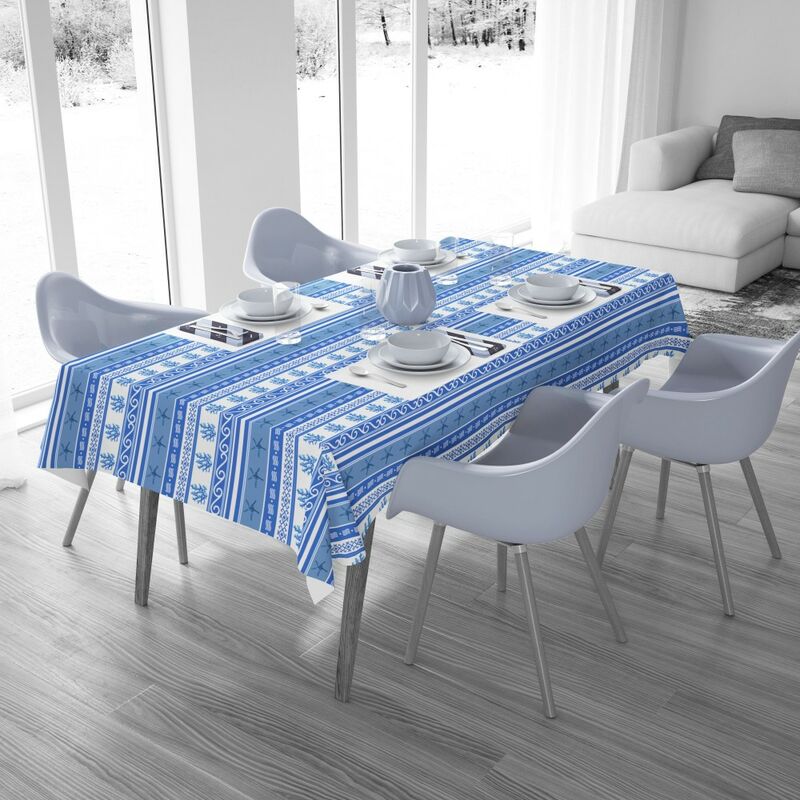 TOVAGLIA in COTONE mare marino GRECIA BLU Cm. 140x140 x4 persone