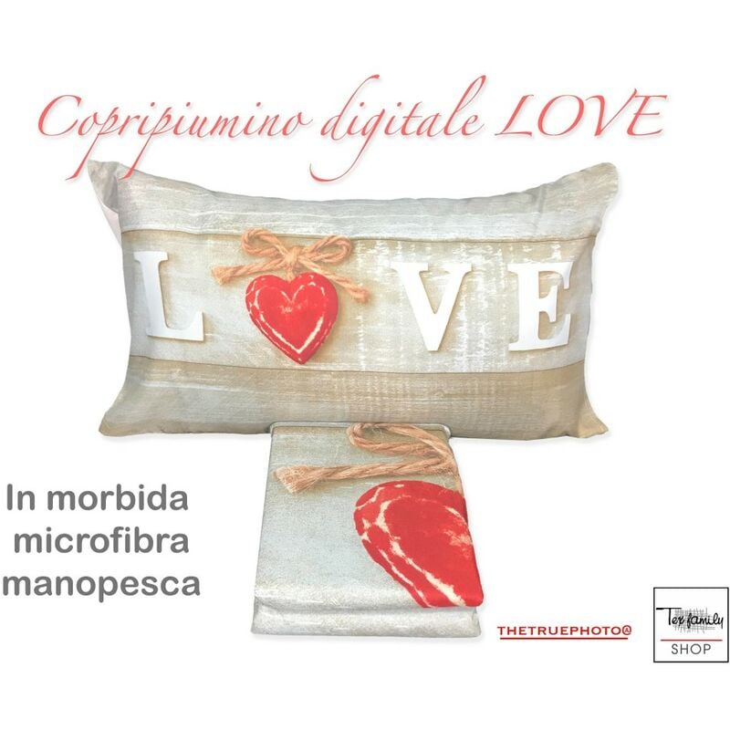 COPRIPIUMINO IMA.TEX FOTOGRAFICO CUORE SHABBY LOVE 2 con federa Arredo