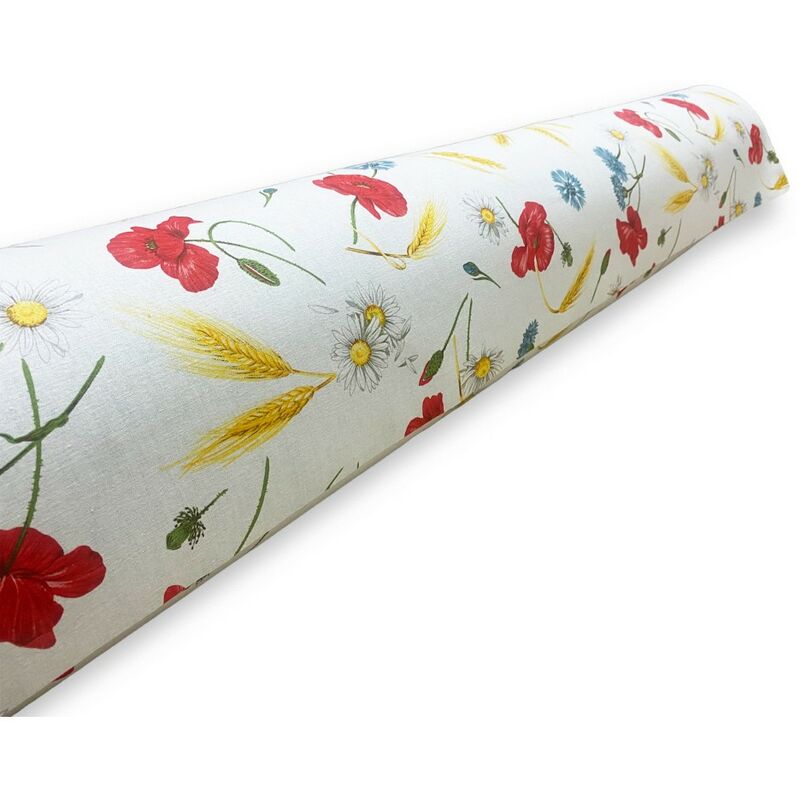 The Yard tessuto per sedie con fiori di papavero tessuto floreale naturale con foglie botaniche tessuto rustico da giardino per progetti fai da te 10 m lunghezza 920 x larghezza 150 cm