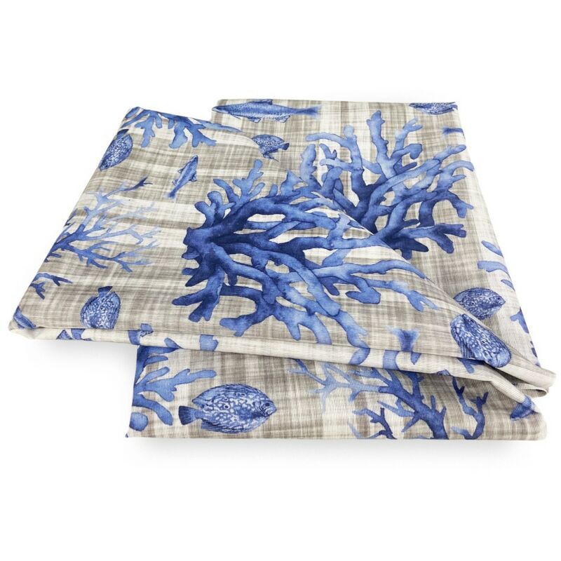 Tovaglia Rettangolare In Plastica 100% Impermeabile Fantasia Mare (Pesci E Corallo) - Misura 140x240 Cm - Made In Italy - Idrorepellente E Antiscivolo - 6
