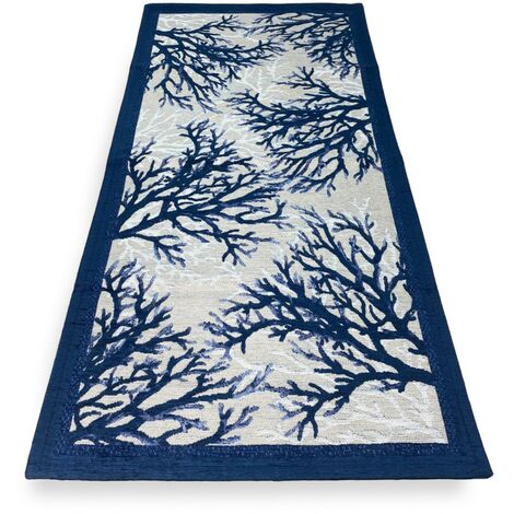 TAPPETO antiscivolo Mare MARINO Coralli Blu Made in Italy Cm. 55x190